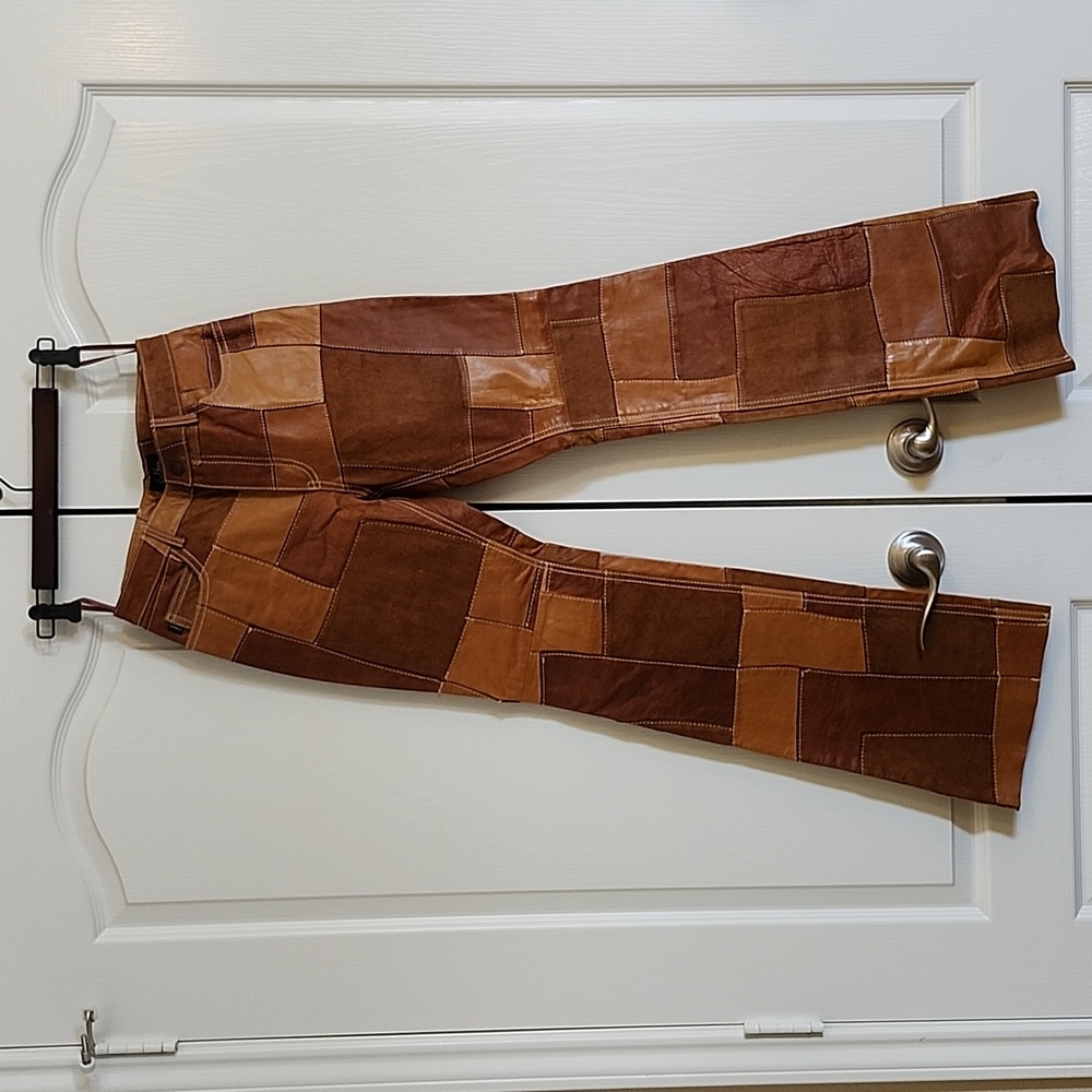 Patchwork leather pants size 27